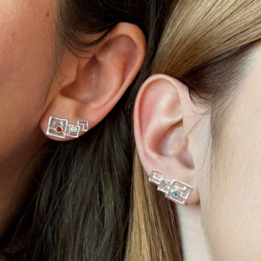 Boucle d'oreille asymmétriques, argent 925, bijou